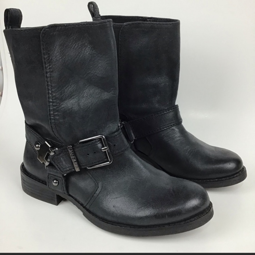 Gianni Bini Black Leather Moto boots